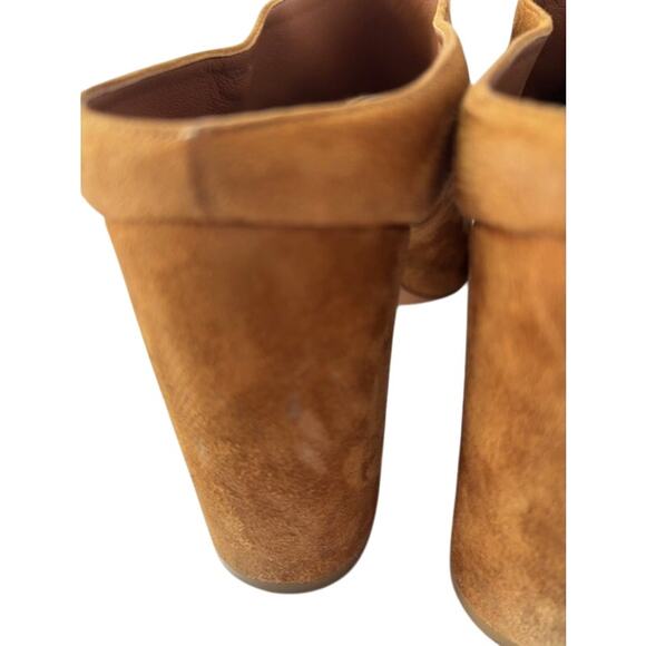 Givenchy Paris Hazelnut Suede Peep Toe Block Heel Mules Size 10 Designer Italy - Picture 9 of 11